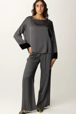 Meme Road Blusa Oversize con Dettagli In VellutoVULCANO