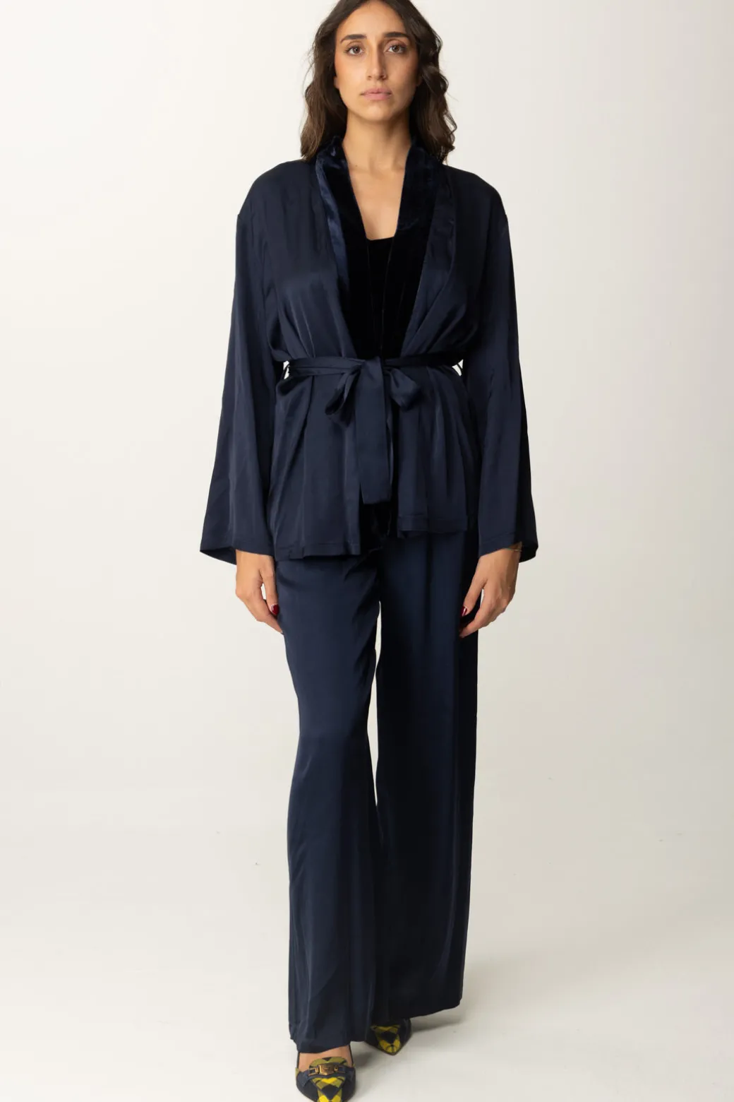 Meme Road Kimono In SatinBLU