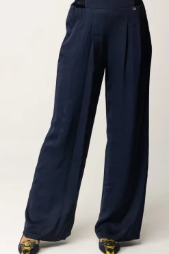 Meme Road Pantaloni Palazzo con Dettagli In VellutoBLU