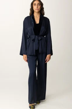 Meme Road Pantaloni Palazzo con Dettagli In VellutoBLU