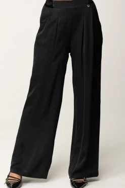 Meme Road Pantaloni Palazzo con Dettagli In VellutoNERO