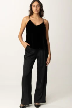 Meme Road Pantaloni Palazzo con Dettagli In VellutoNERO