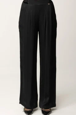 Meme Road Pantaloni Palazzo con Dettagli In VellutoNERO