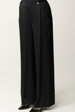 Meme Road Pantaloni Palazzo con Dettagli In VellutoNERO