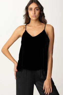 Meme Road Top In Velluto con Spalline SottiliNERO