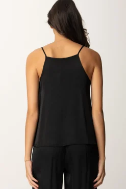 Meme Road Top In Velluto con Spalline SottiliNERO