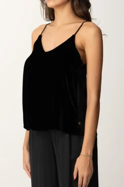 Meme Road Top In Velluto con Spalline SottiliNERO