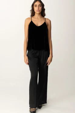 Meme Road Top In Velluto con Spalline SottiliNERO