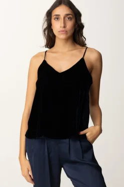 Meme Road Top In Velluto con Spalline SottiliBLU