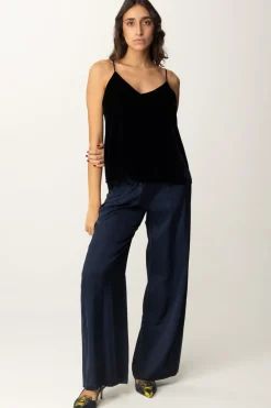 Meme Road Top In Velluto con Spalline SottiliBLU