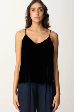 Meme Road Top In Velluto con Spalline SottiliBLU