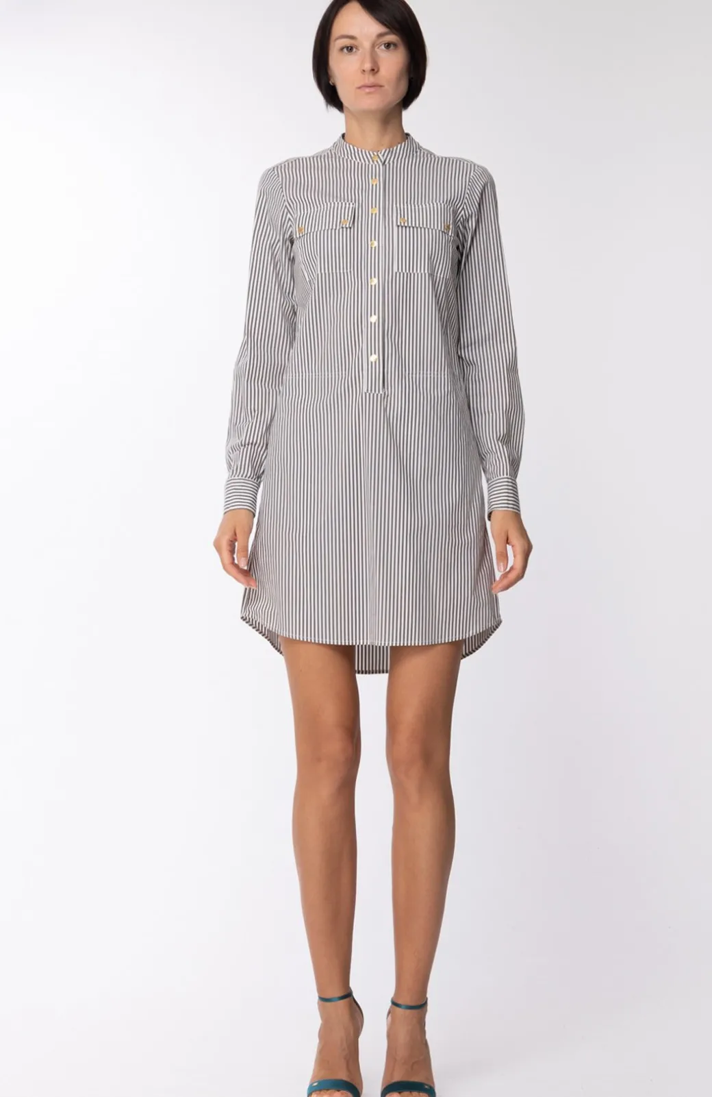 Michael Kors Abito Chemisier a Righe con TascheIVORY