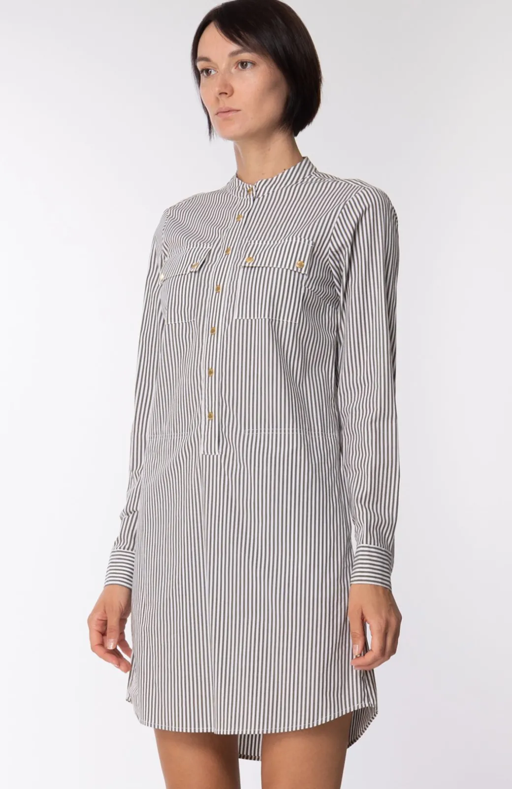 Michael Kors Abito Chemisier a Righe con TascheIVORY