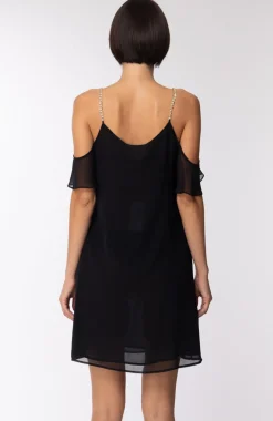 Michael Kors Abito Da Sera Corto con Bretelle StrassNERO