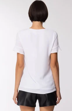 Michael Kors Blusa a Maniche Corte con Occhielli DoratiBIANCO