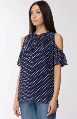 Michael Kors Blusa a Pois con Spalle ScoperteBLU
