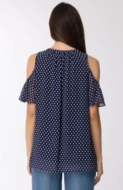 Michael Kors Blusa a Pois con Spalle ScoperteBLU