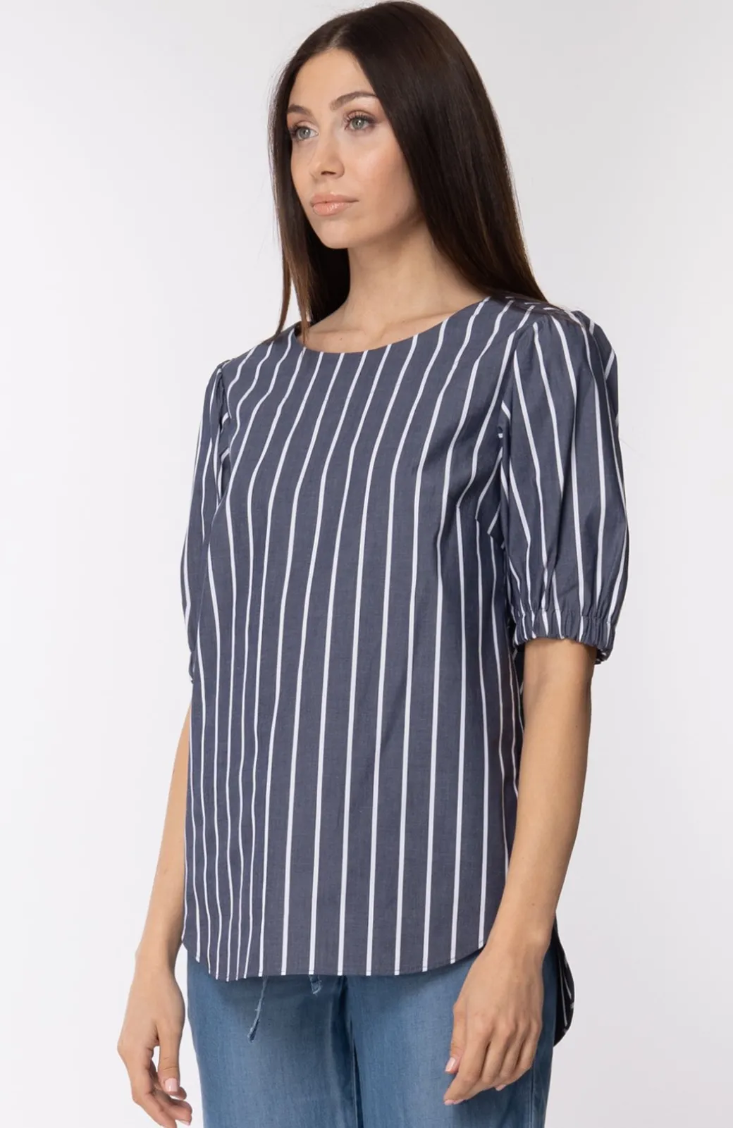 Michael Kors Blusa a Righe con Maniche a PalloncinoBLU