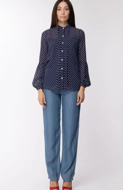 Michael Kors Camicia a Pois con Maniche BlusantiBLU