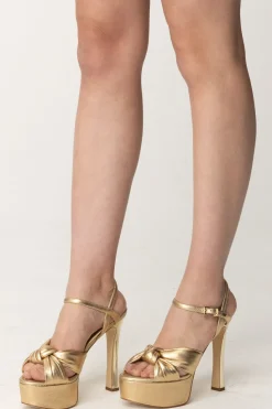 Michael Kors Sandali Elena Platform Metallizzati con NodoPALE GOLD