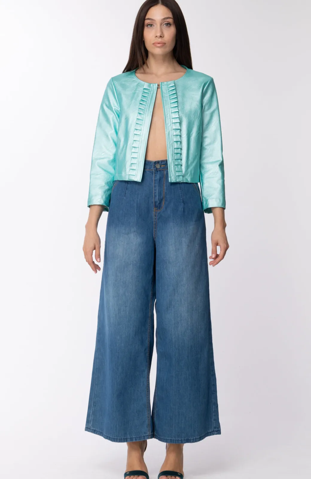 Motel Giacca Corta In Ecopelle con RouchesACQUA