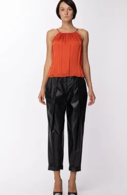 Motel Top Crop con Inserti In PizzoARANCIONE