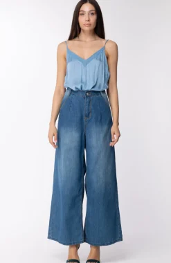 Motel Top In Viscosa con Inserti In TulleCELESTINO