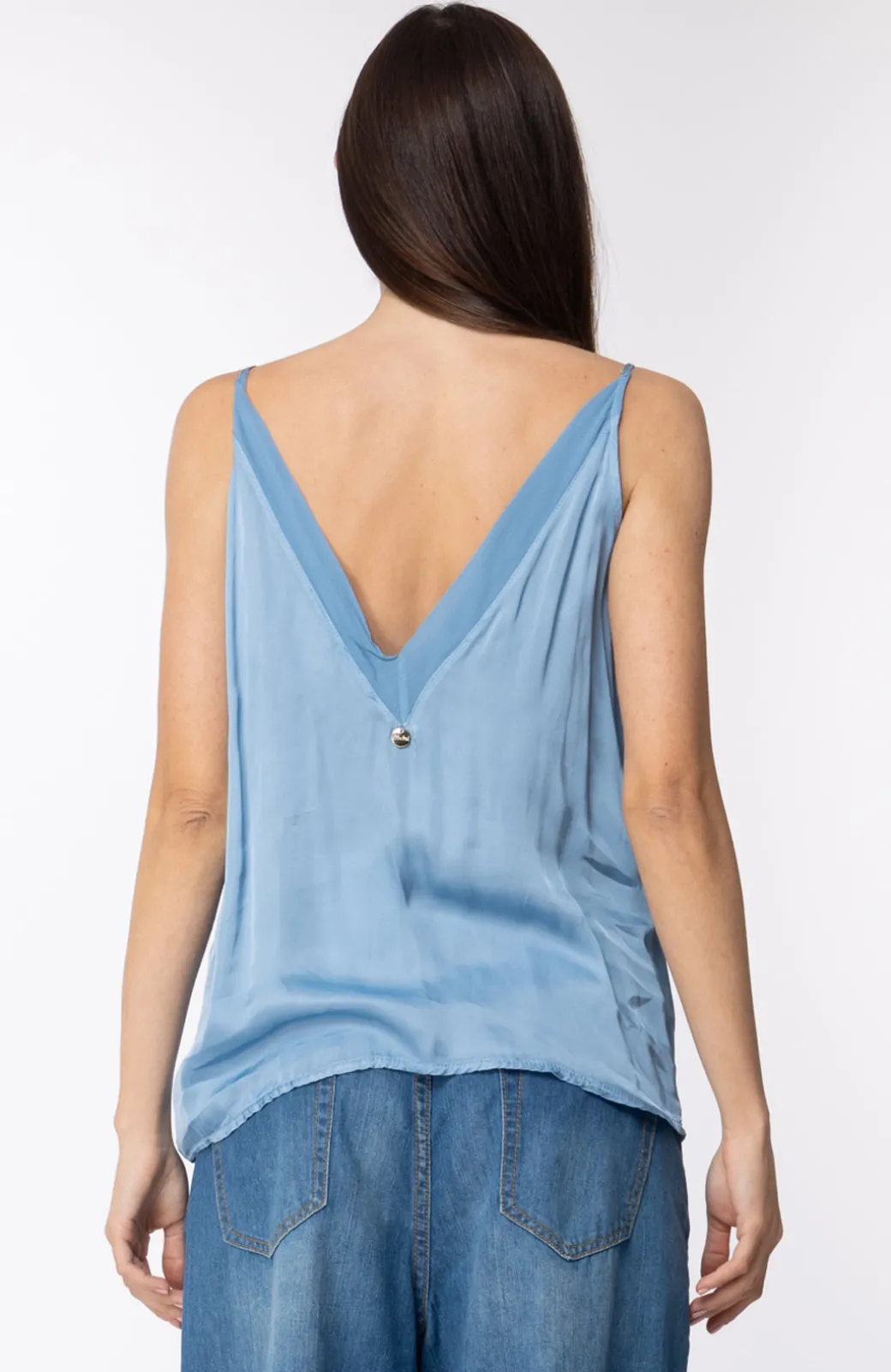 Motel Top In Viscosa con Inserti In TulleCELESTINO