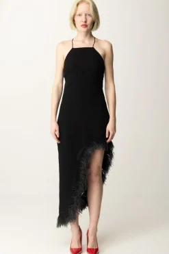 Patrizia Pepe Abito Asimmetrico con PiumetteNERO