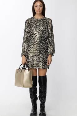 Patrizia Pepe Abito con Stampa LurexBLACK AND WHITE LEAV