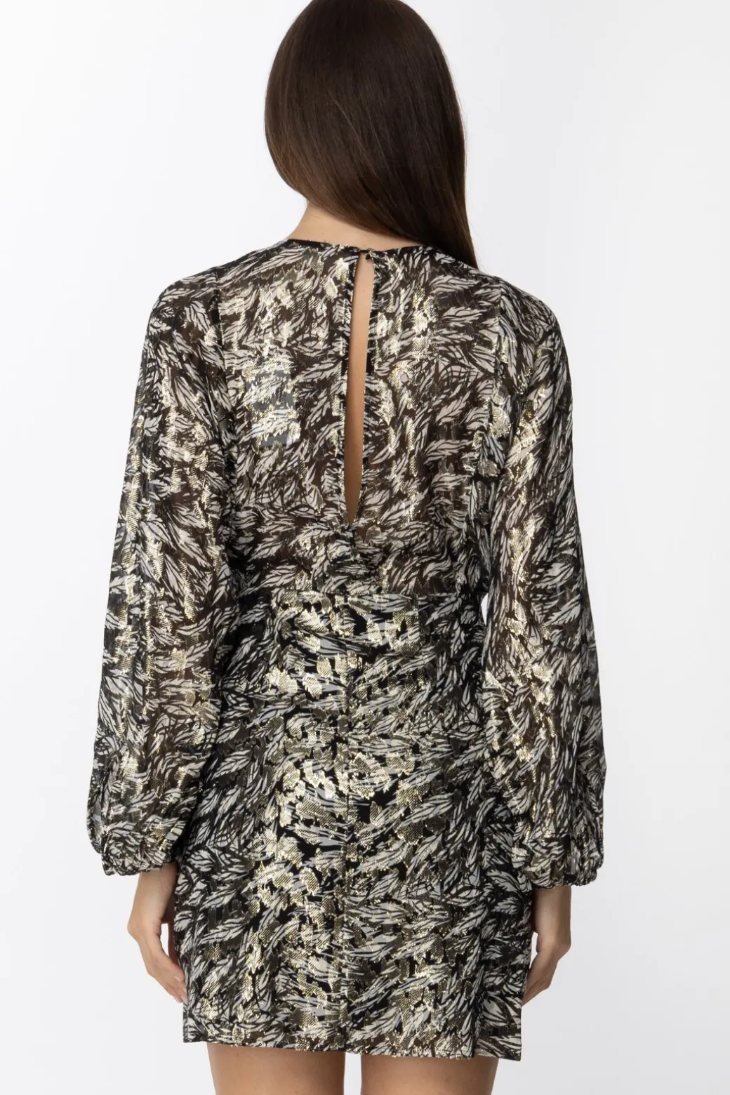 Patrizia Pepe Abito con Stampa LurexBLACK AND WHITE LEAV
