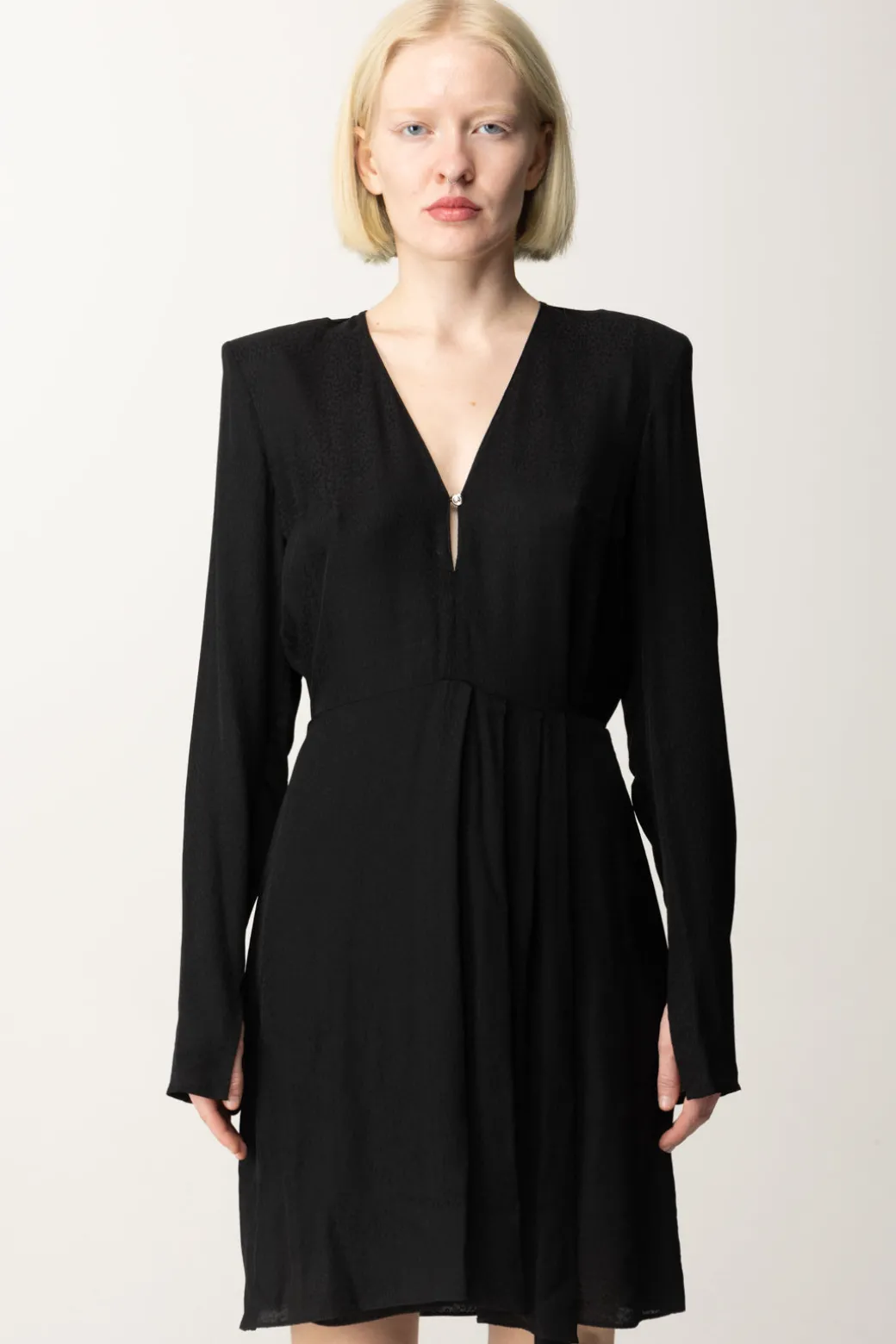 Patrizia Pepe Abito Fluido con Drappeggio AsimmetricoNERO