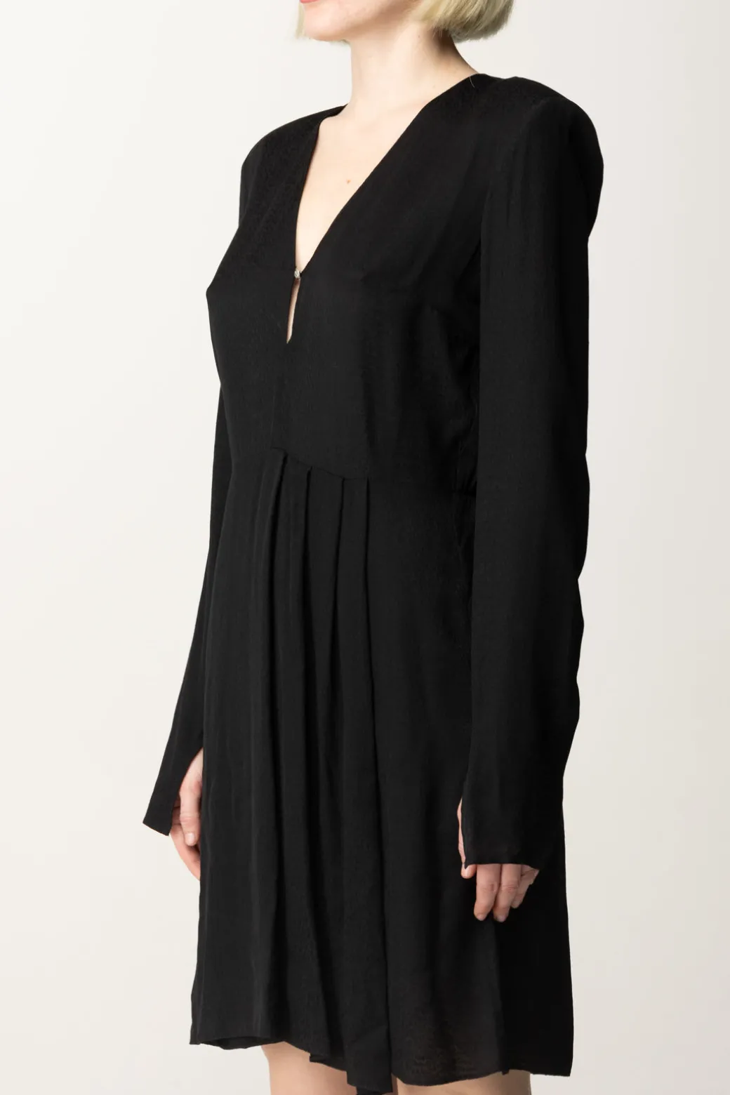 Patrizia Pepe Abito Fluido con Drappeggio AsimmetricoNERO