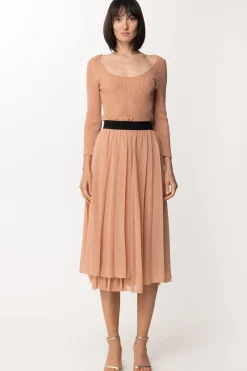 Patrizia Pepe Abito In Maglia con Gonna PlissèLIGHT HENNA LUREX