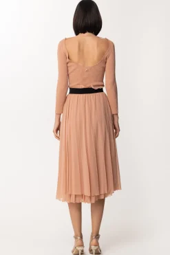 Patrizia Pepe Abito In Maglia con Gonna PlissèLIGHT HENNA LUREX