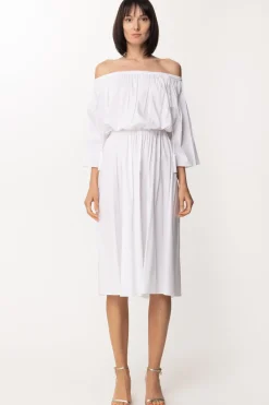 Patrizia Pepe Abito Longuette con Off-shoulderBIANCO OTTICO