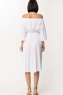 Patrizia Pepe Abito Longuette con Off-shoulderBIANCO OTTICO