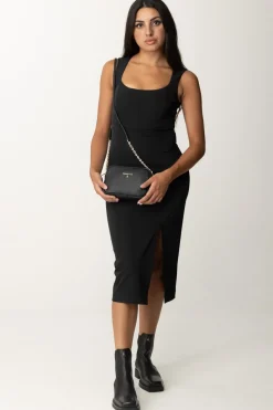 Patrizia Pepe Abito Midi a Tubino con SpaccoNERO