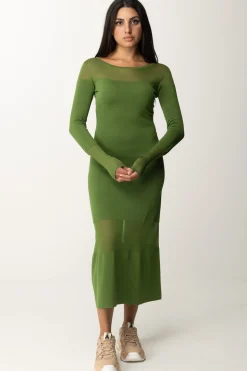 Patrizia Pepe Abito Midi con Inserti TrasparentiGREEN GARDEN