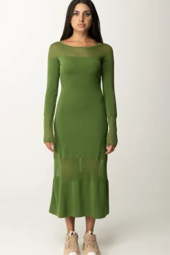 Patrizia Pepe Abito Midi con Inserti TrasparentiGREEN GARDEN