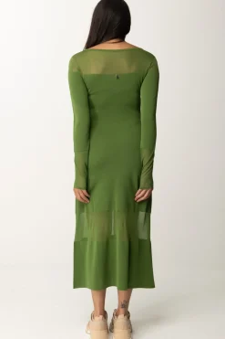 Patrizia Pepe Abito Midi con Inserti TrasparentiGREEN GARDEN