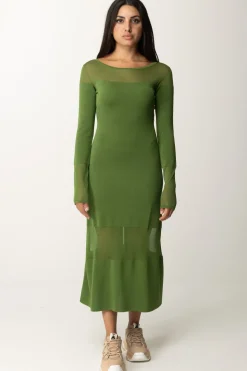Patrizia Pepe Abito Midi con Inserti TrasparentiGREEN GARDEN