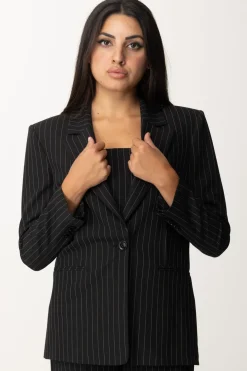 Patrizia Pepe Blazer Gessato In FlanellaBLACK STRIPES