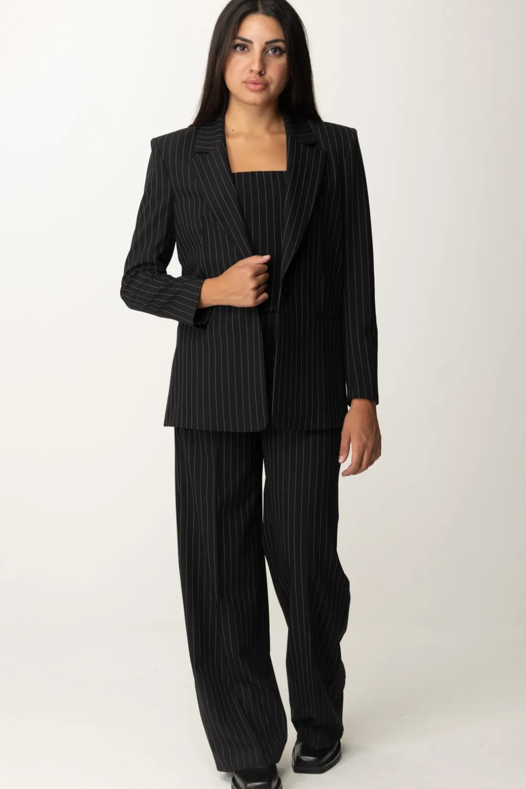 Patrizia Pepe Blazer Gessato In FlanellaBLACK STRIPES