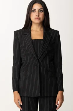 Patrizia Pepe Blazer Gessato In FlanellaBLACK STRIPES
