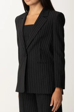 Patrizia Pepe Blazer Gessato In FlanellaBLACK STRIPES