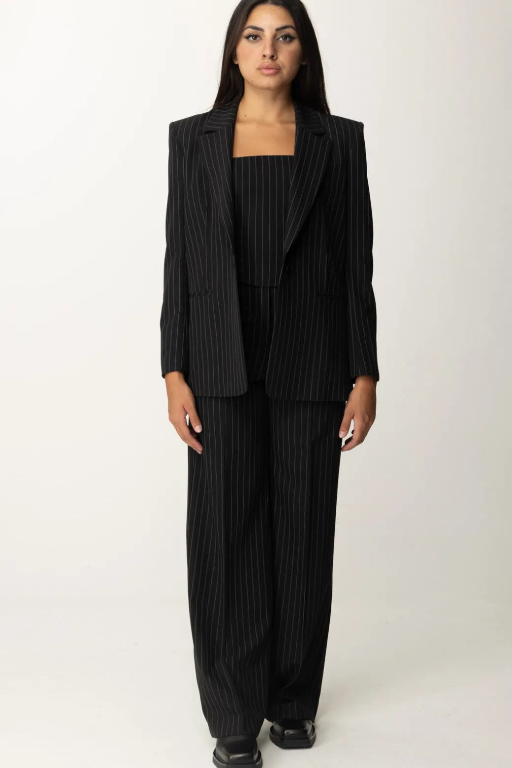 Patrizia Pepe Blazer Gessato In FlanellaBLACK STRIPES