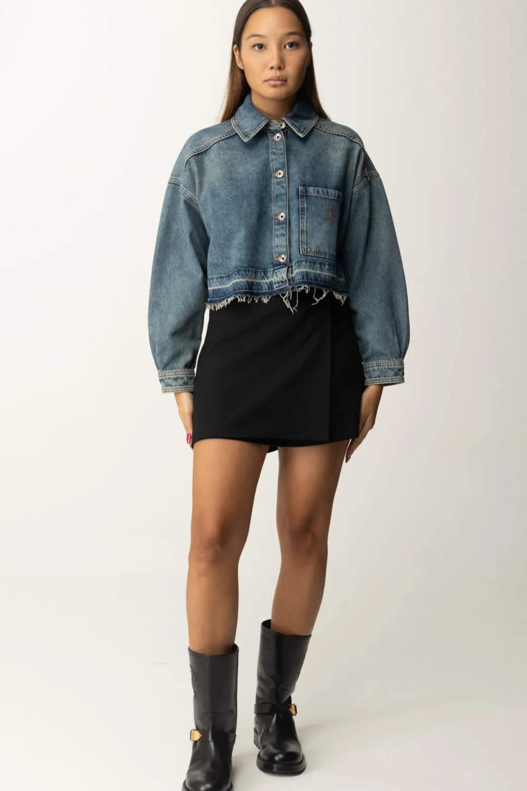 Patrizia Pepe Camicia Cropped In JeansVINTAGE WASH