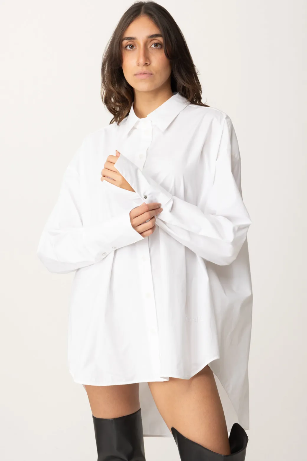 Patrizia Pepe Camicia Lunga AsimmetricaBIANCO OTTICO