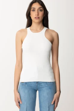 Patrizia Pepe Canotta Basic con Lettering Sul RetroBIANCO